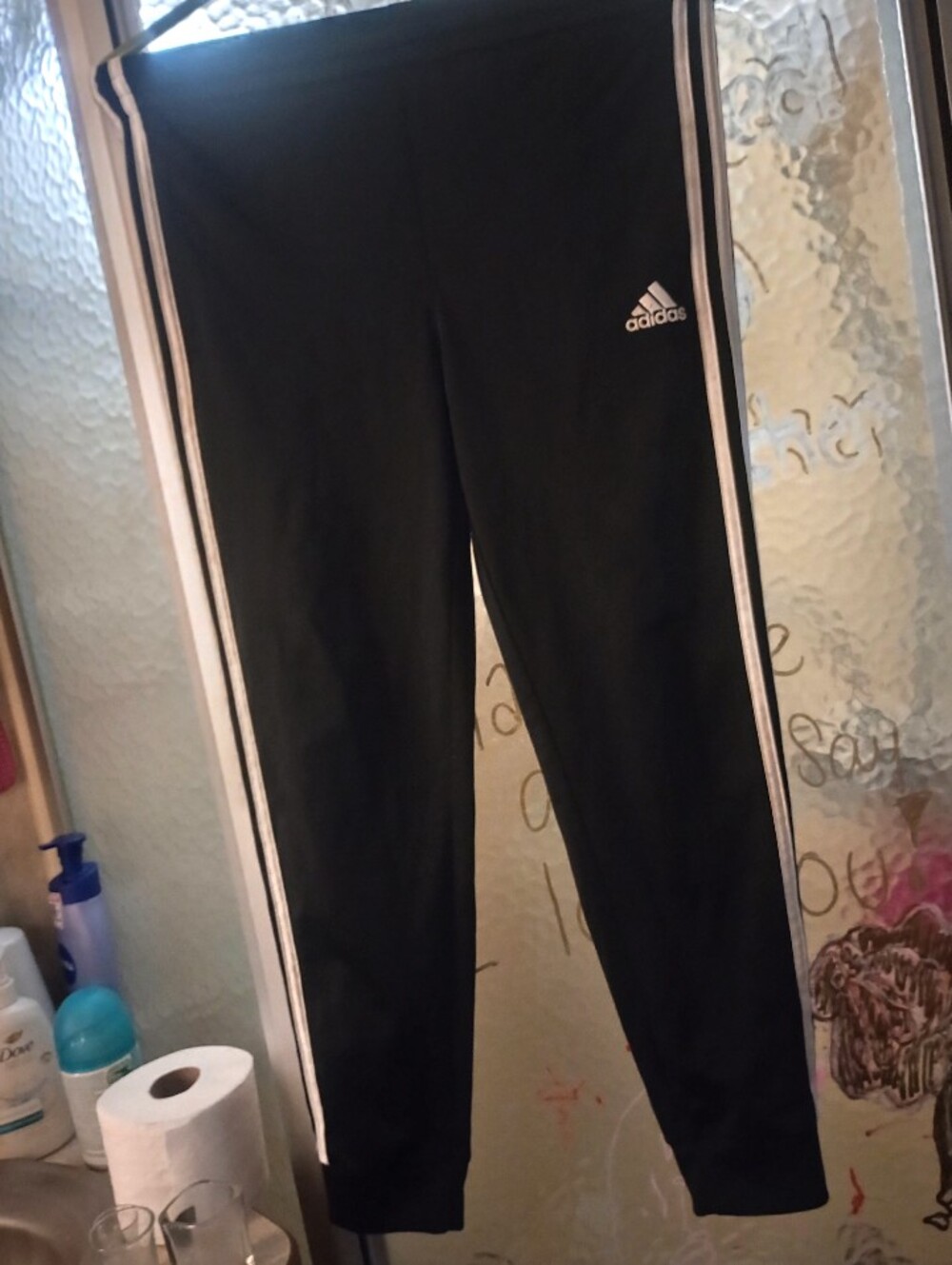 adidas Black Joggers with White Stripes Kids Sweatpants